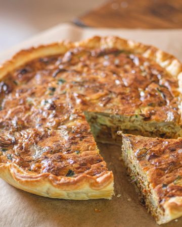 quiche de verduras vegana sin huevo