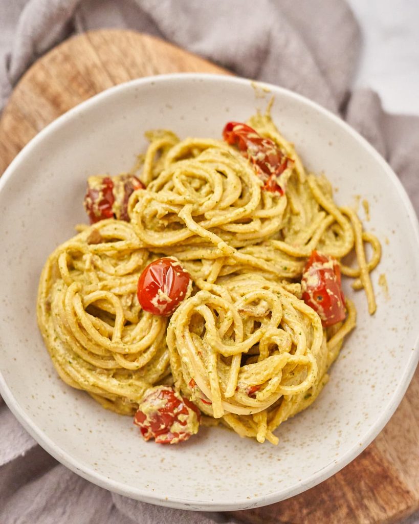 espaguetis al cilantro veganos receta