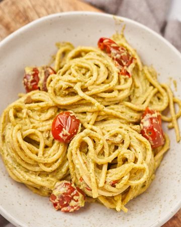 espaguetis al cilantro veganos